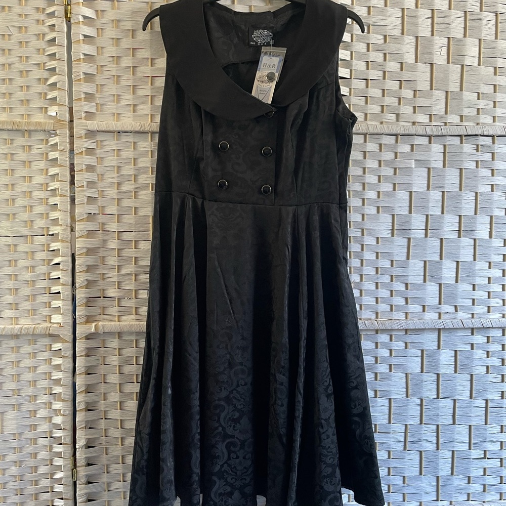 Hearts and Roses, black lace up back dress. Sz12
